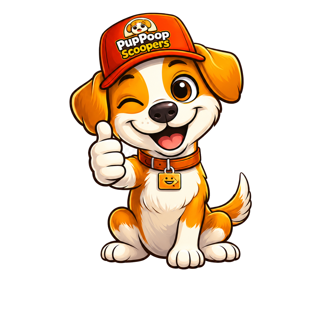Pup Poop Scoopers mascot giving a thumbs up